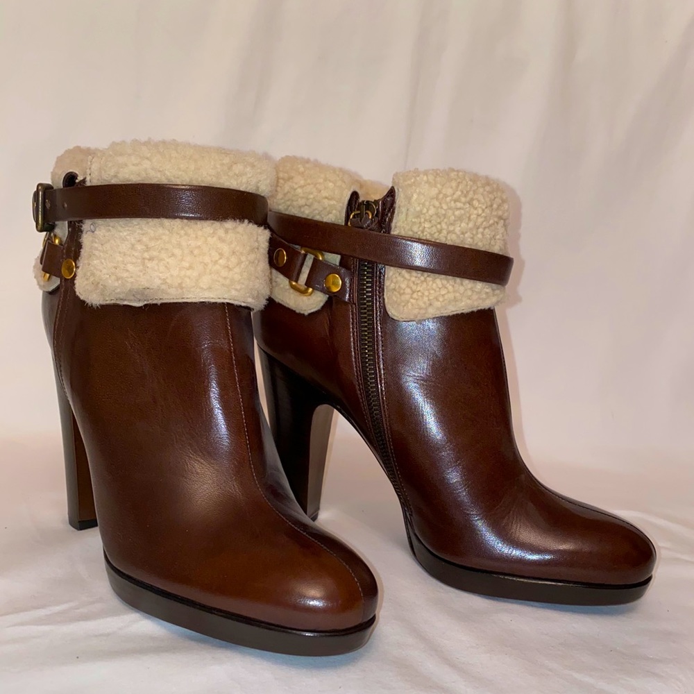 Miu Miu Brown Leather Heel Boots